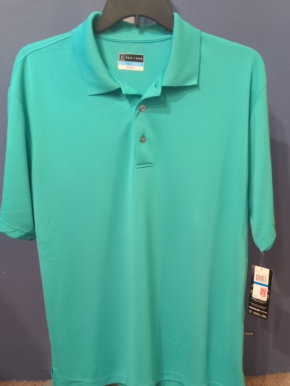 Men's XL PGA Tour Air Flux Golf Polo Air & Aun Protection Bright Aqua
